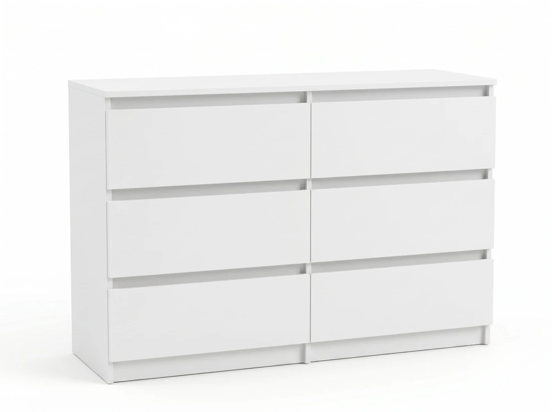 Komoda z płyty meblowej 6S 120x77 cm Fabio Biała