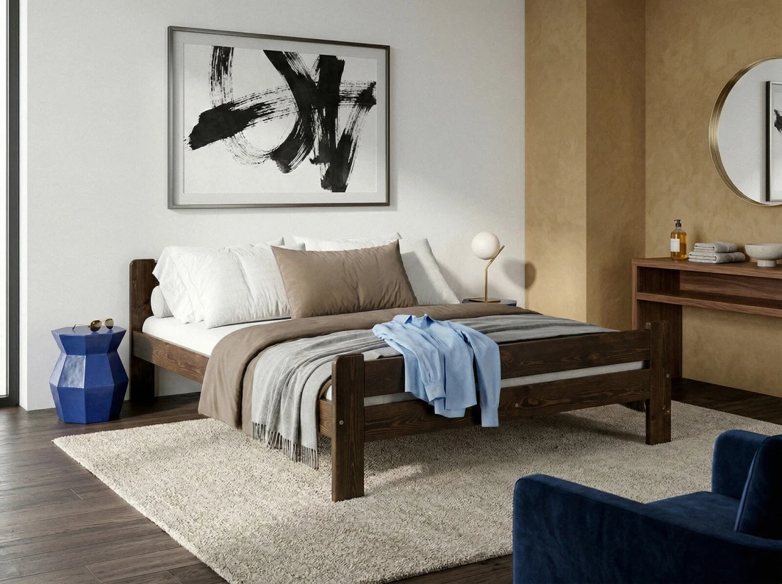 Outlet - Łóżko sosnowe Milena 160x200 orzech