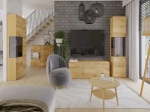 OUTLET - Witryna dwudrzwiowa dębowa Rosario nr3 z oświetleniem 