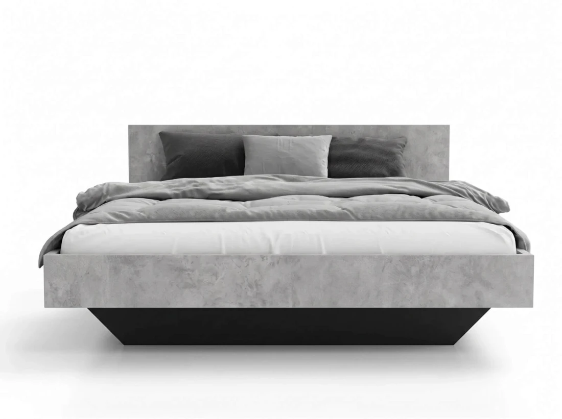Łóżko lewitujące 140x200 beton + czarny DM2 z płyty meblowej