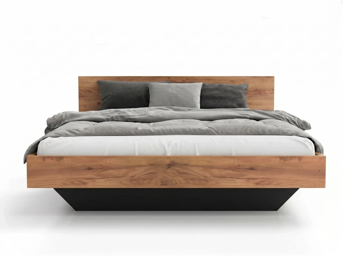 Łóżko lewitujące 120x200 dąb craft + czarny DM2 z płyty meblowej