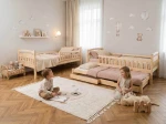 Łóżko piętrowe 3 osobowe drewniane 90x200 z szufladami P3S sosna