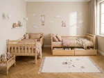 Łóżko piętrowe drewniane 90x200 z szufladami P4S sosna