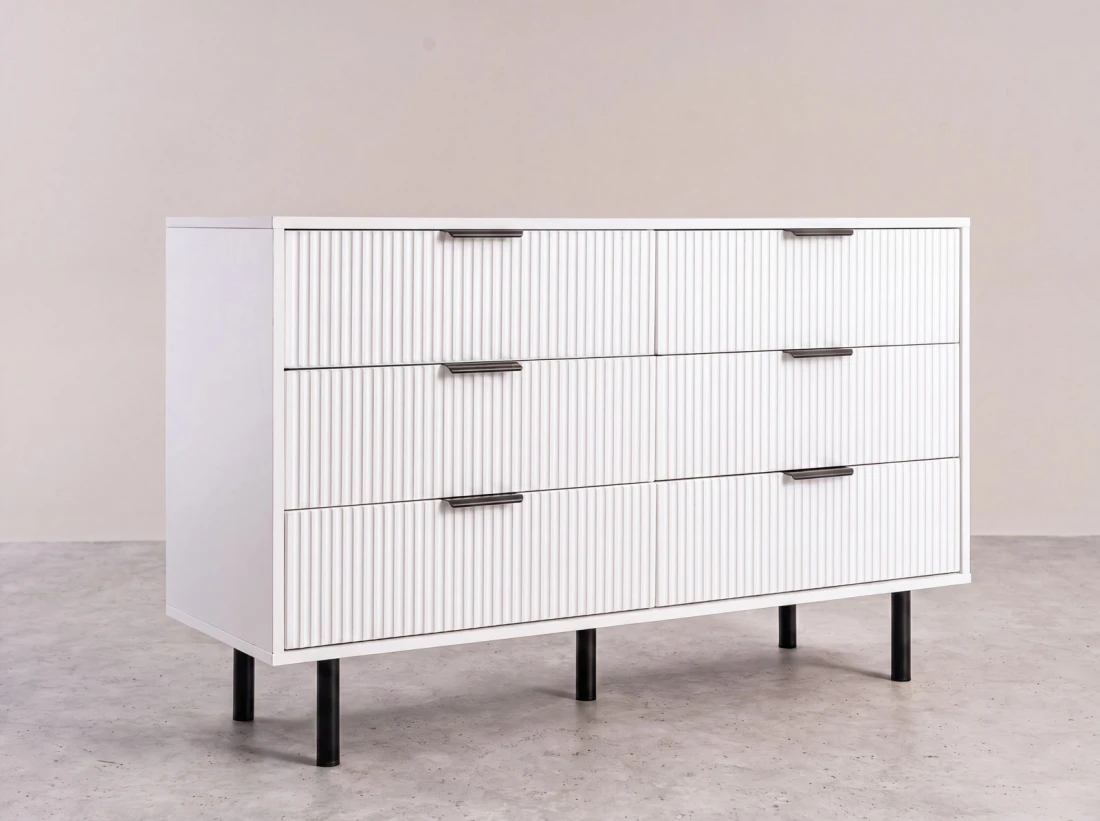 Komoda z szufladami 6S 118x39 cm Riff Biała