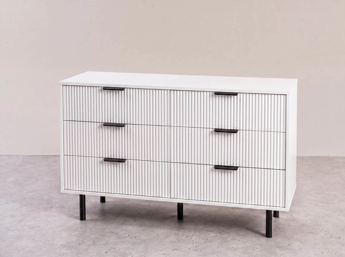 Komoda z szufladami 6S 118x39 cm Riff Biała