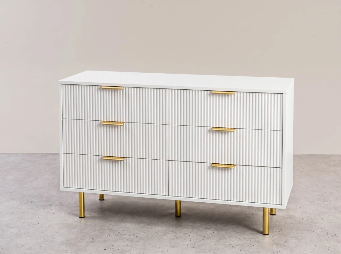 Komoda z szufladami 6S 118x39 cm Riff Biała