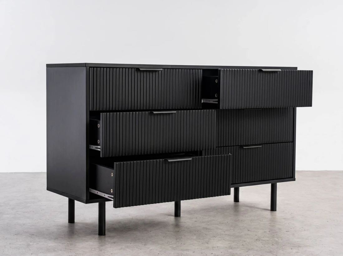 Komoda z szufladami 6S 118x39 cm Riff Czarna