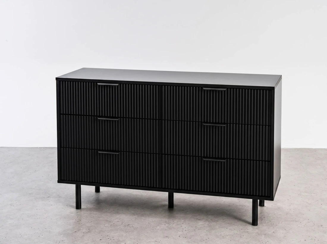 Komoda z szufladami 6S 118x39 cm Riff Czarna