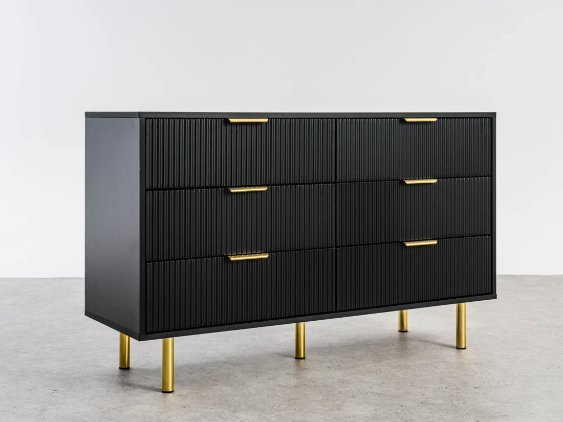 Komoda z szufladami 6S 118x39 cm Riff Czarna
