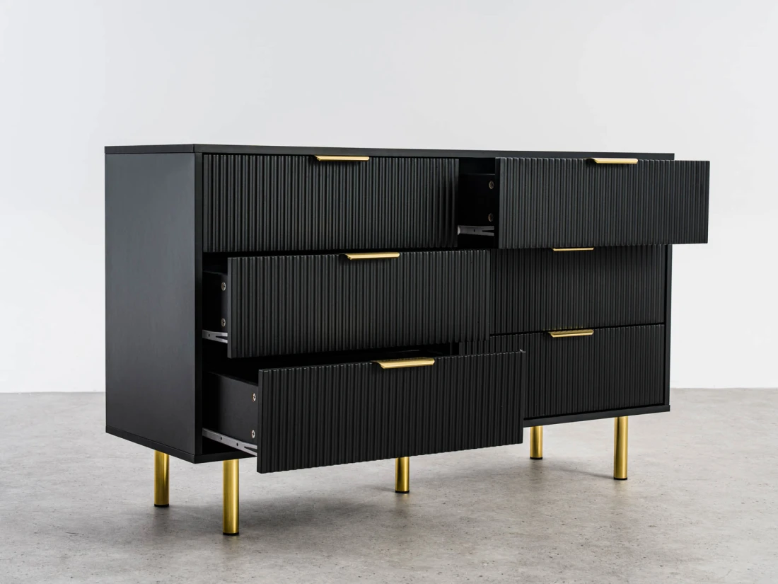 Komoda z szufladami 6S 118x39 cm Riff Czarna