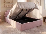 Łóżko dziecięce tapicerowane 120x200 z pojemnikiem i stelażem różowy Velvet Kids Line 3 Muszelka