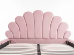 Łóżko dziecięce tapicerowane 120x200 z pojemnikiem i stelażem różowy Velvet Kids Line 3 Muszelka