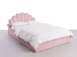 Łóżko dziecięce tapicerowane 120x200 z pojemnikiem i stelażem różowy Velvet Kids Line 3 Muszelka