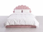 Łóżko dziecięce tapicerowane 120x200 z pojemnikiem i stelażem różowy Velvet Kids Line 3 Muszelka