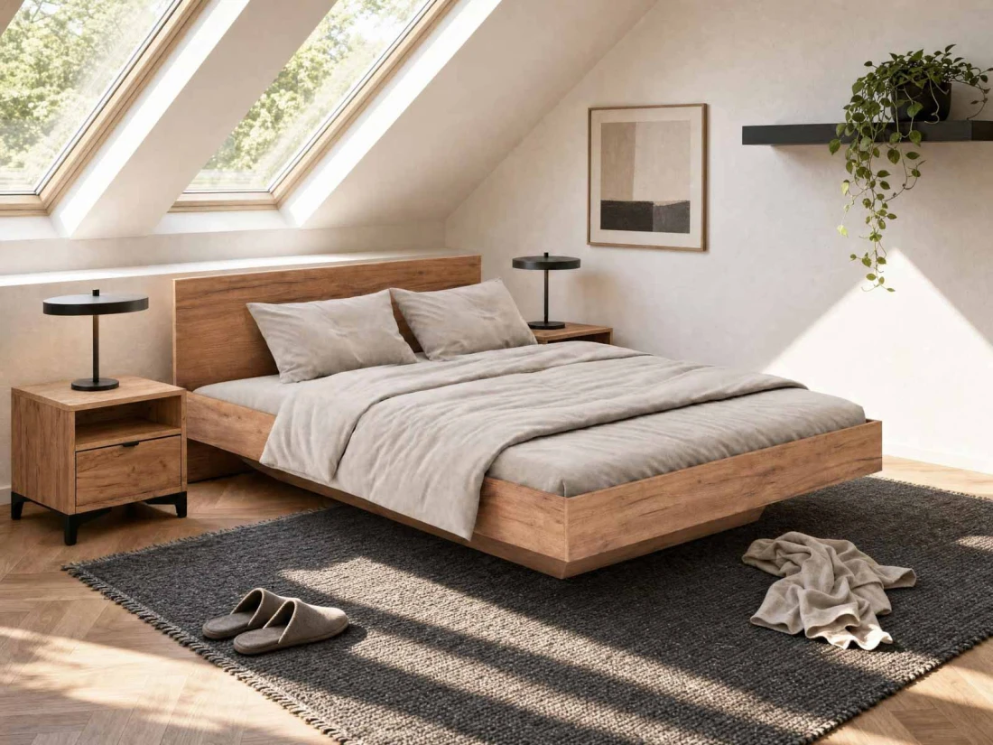 Łóżko lewitujące z pojemnikiem 180x200 w kolorze dąb craft DM2