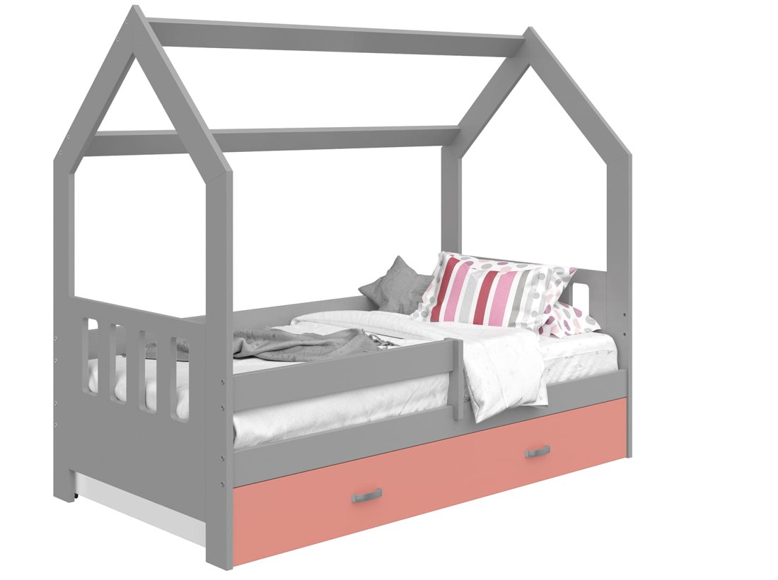 OUTLET - Łóżko Domek dziecięce 160x80 dla dzieci szary D3C