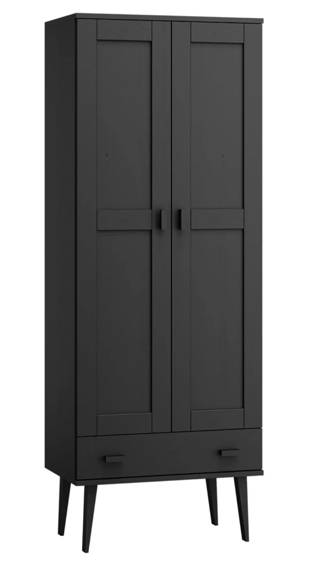 Szafa sosnowa Venuci 2D nr2 wieszak/półki szuflada 89 cm czarna