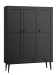Szafa sosnowa Venuci 3D nr2 wieszak/półki szuflada 117 cm czarna