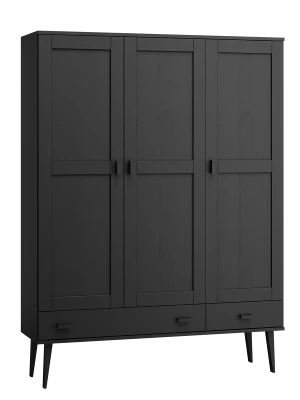 Szafa sosnowa Venuci 3D nr2 wieszak/półki szuflada 117 cm czarna