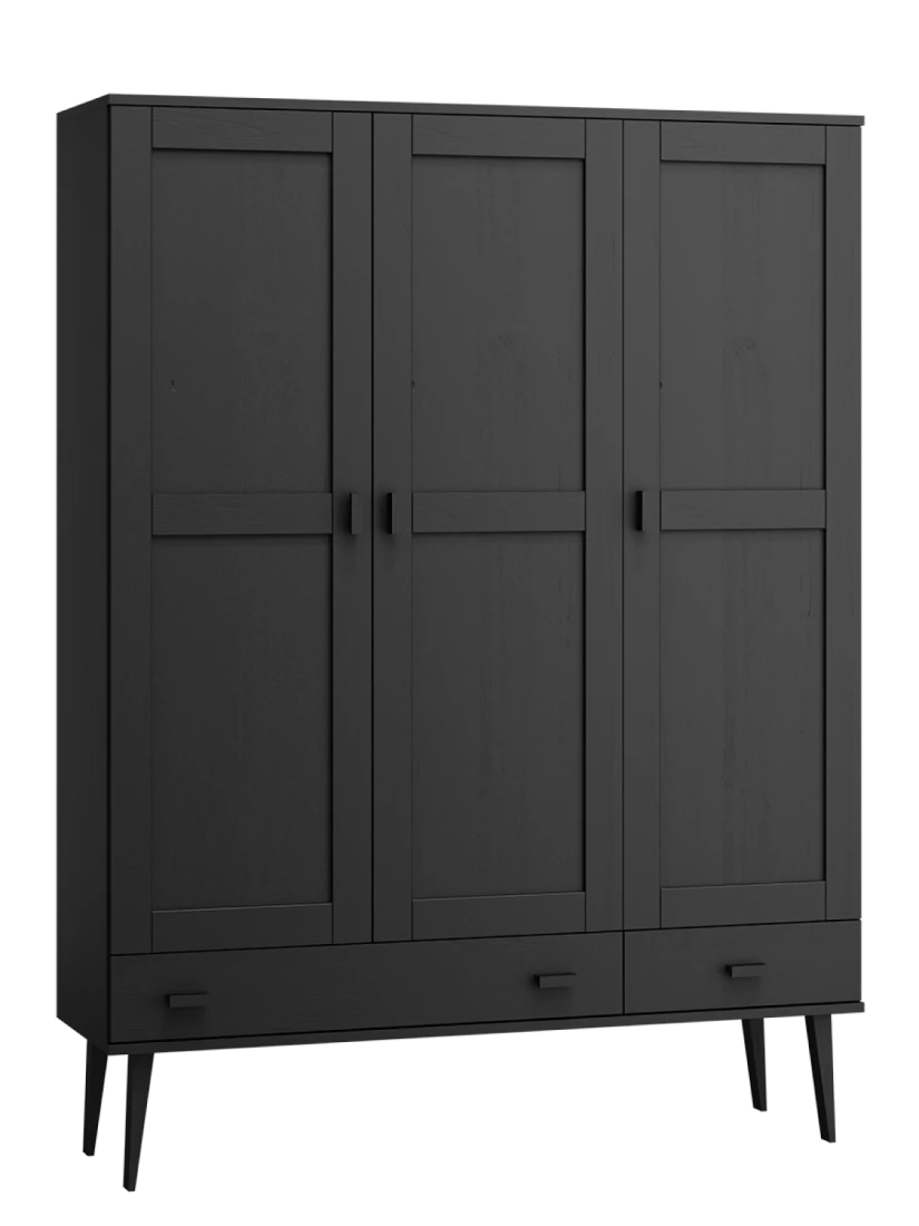 Szafa sosnowa Venuci 3D nr2 wieszak/półki szuflada 135 cm czarna