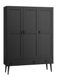 Szafa sosnowa Venuci 3D nr2 wieszak/półki szuflada 135 cm czarna