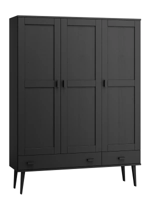 Szafa sosnowa Venuci 3D nr2 wieszak/półki szuflada 135 cm czarna