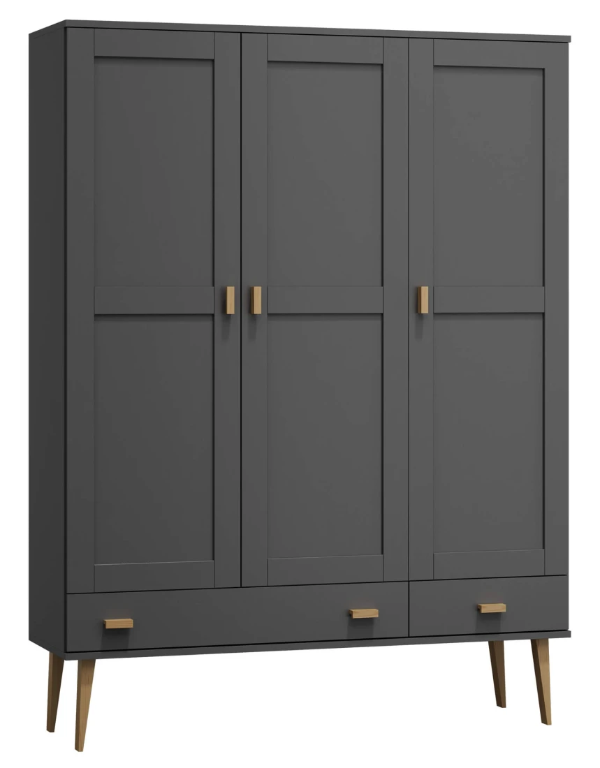 OUTLET - Szafa sosnowa Venuci 3D nr2 wieszak/półki szuflada 117 cm szara 