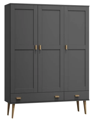 OUTLET - Szafa sosnowa Venuci 3D nr2 wieszak/półki szuflada 117 cm szara 