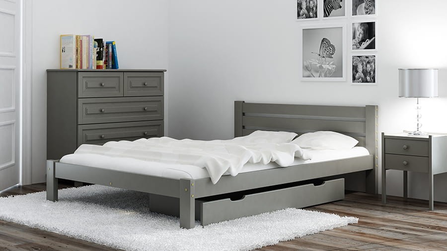 OUTLET - Łóżko sosnowe Azja 160x200 szare