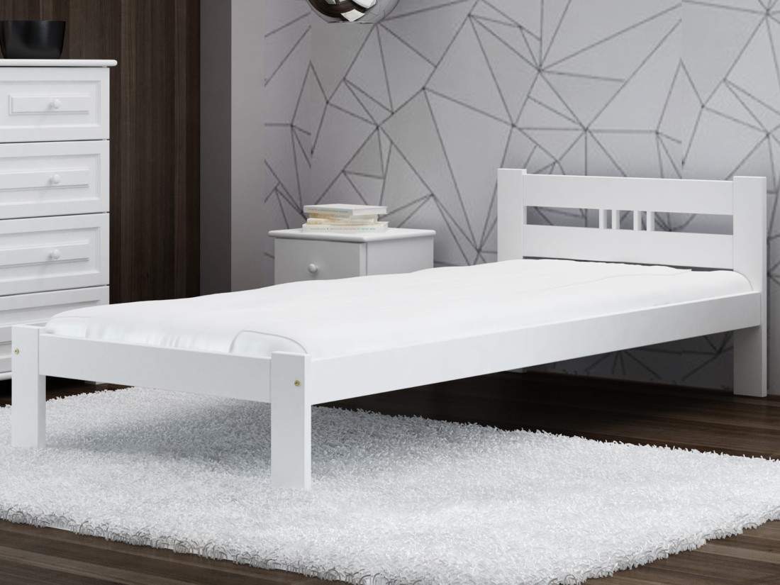 Outlet - Łóżko ekologiczne drewniane Emilia 90x200 Białe