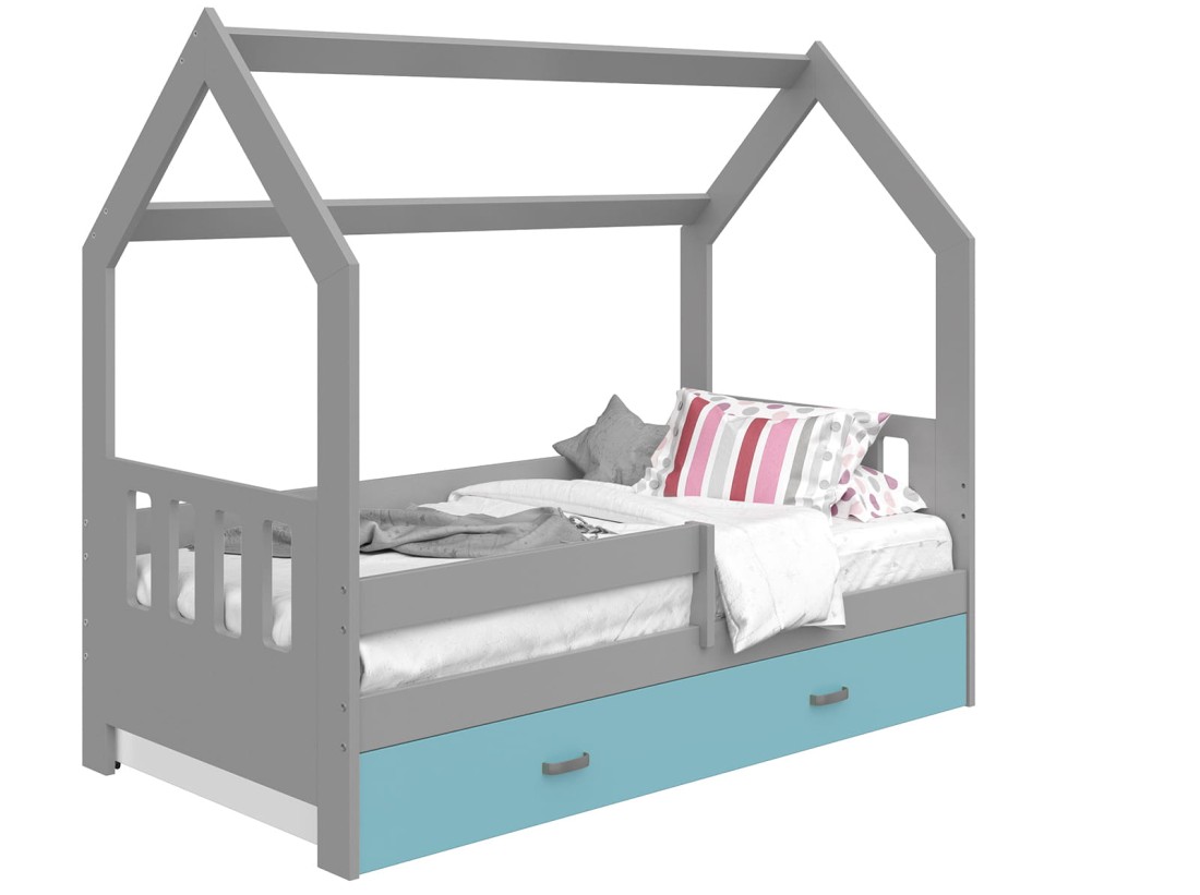 OUTLET - Łóżko Domek dziecięce 160x80 dla dzieci szary D3C