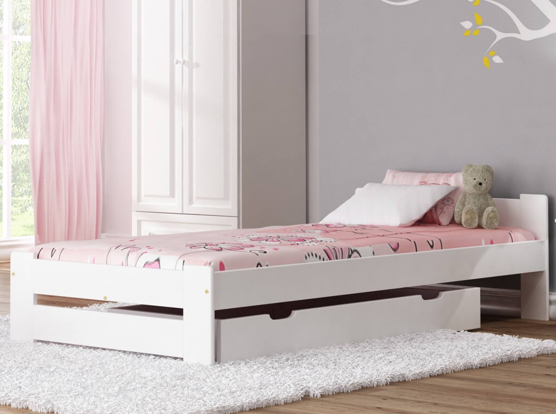 Łóżko drewniane Niwa 90x200 BIAŁE