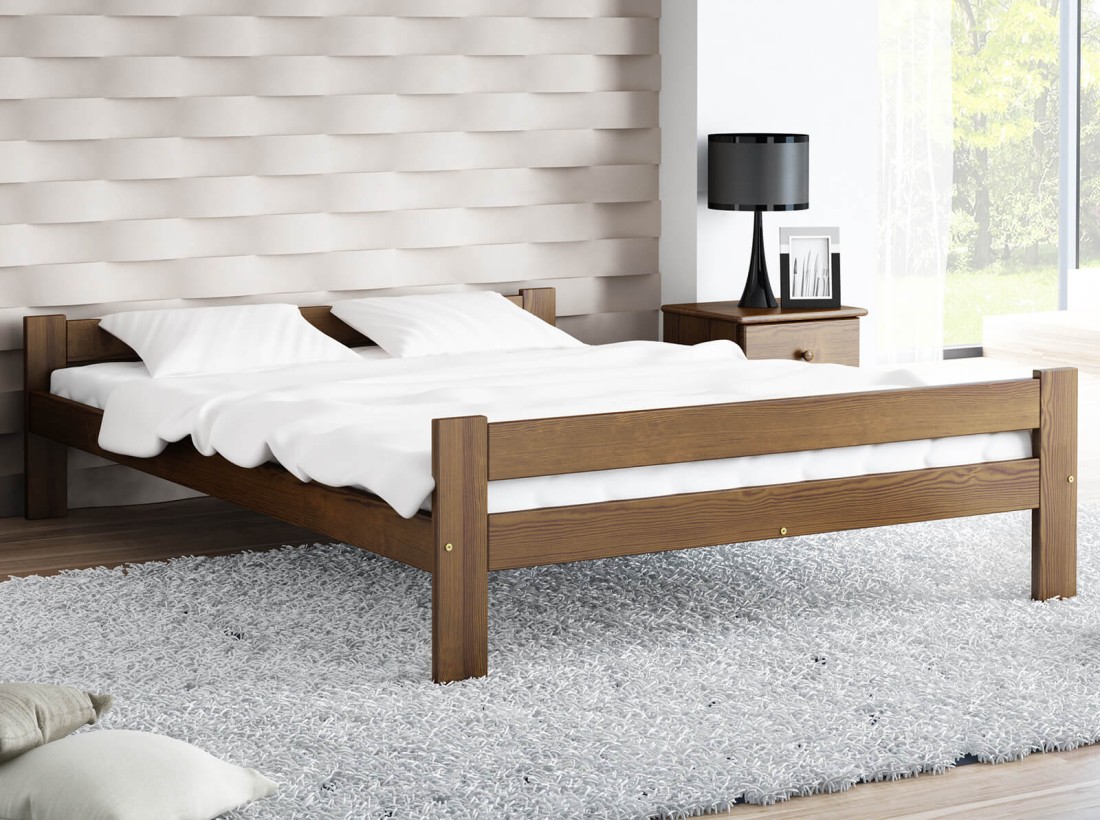 Łóżko drewniane Prima 140x200 eko orzech