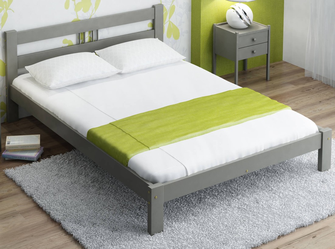 OUTLET - Łóżko sosnowe Nikola 160x200 szare