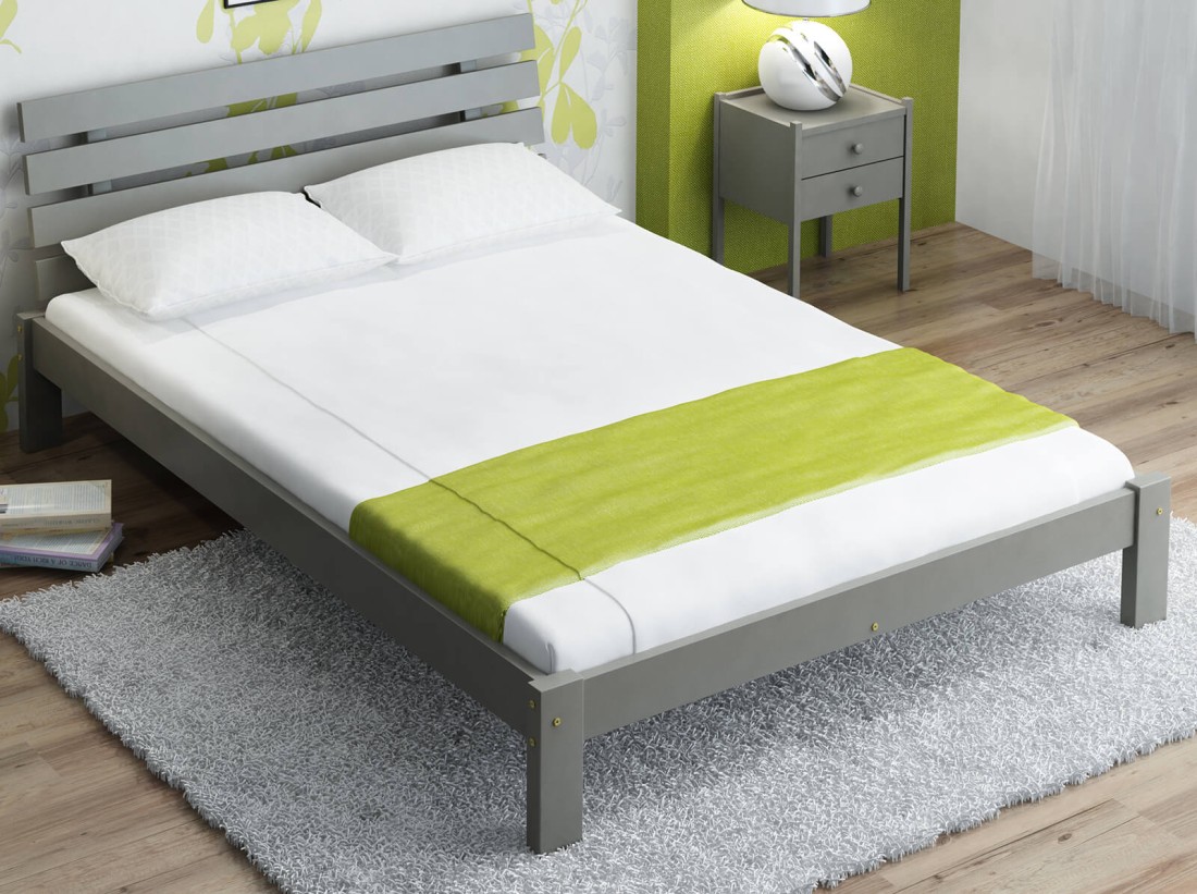 OUTLET - Łóżko sosnowe Klara 140x200 szare