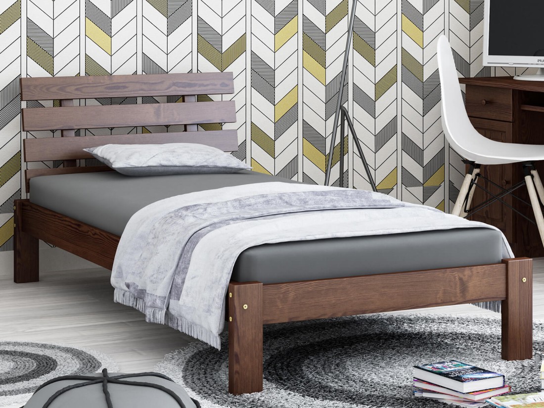 Łóżko sosnowe Klara 90x200 orzech