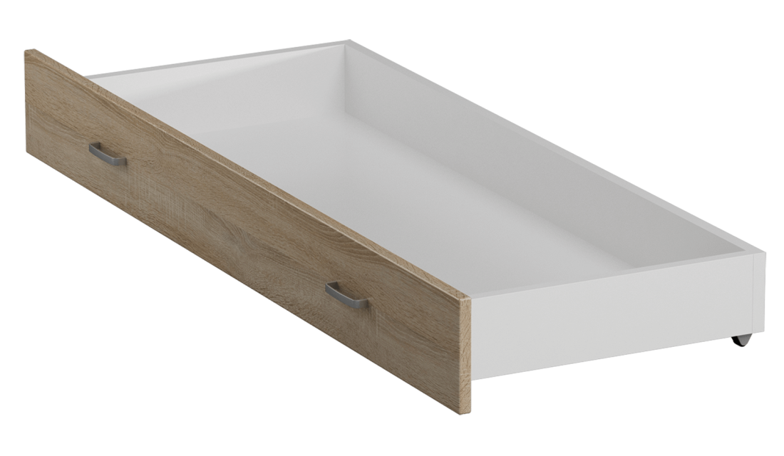 Łóżko DMD3 140x200 Białe + dąb sonoma z materacem i szufladą