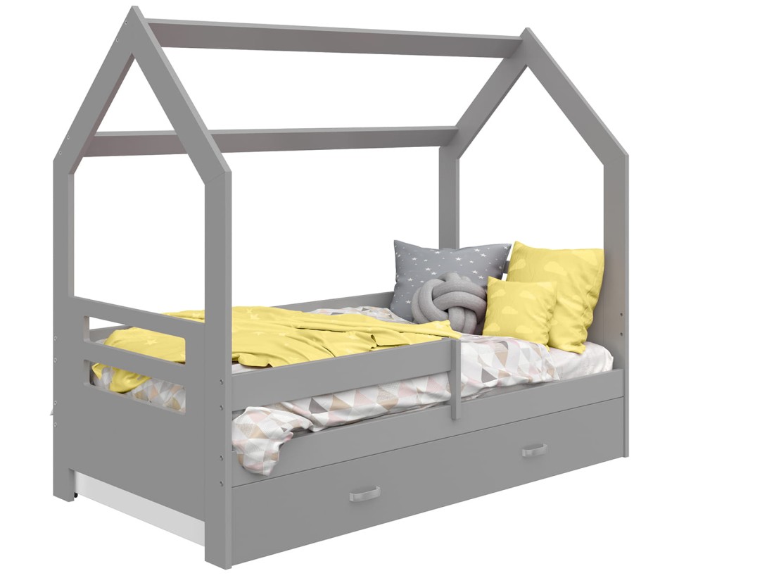 OUTLET - Łóżko Domek dziecięce 160x80 dla dzieci szary D3B