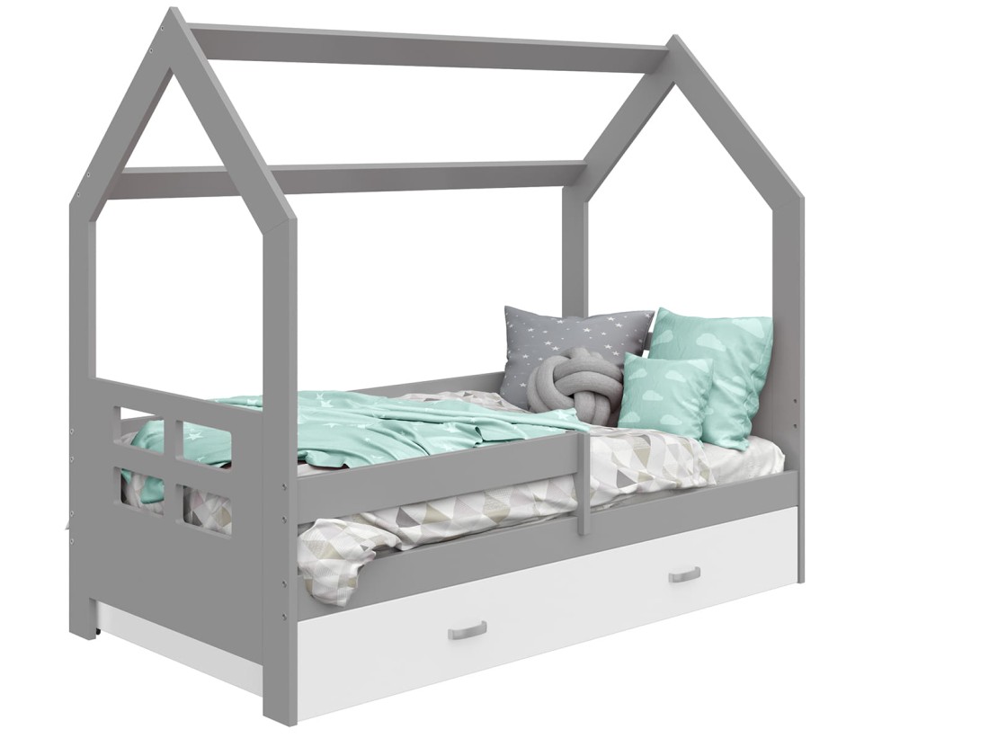 OUTLET - Łóżko Domek dziecięce 160x80 dla dzieci szary D3D