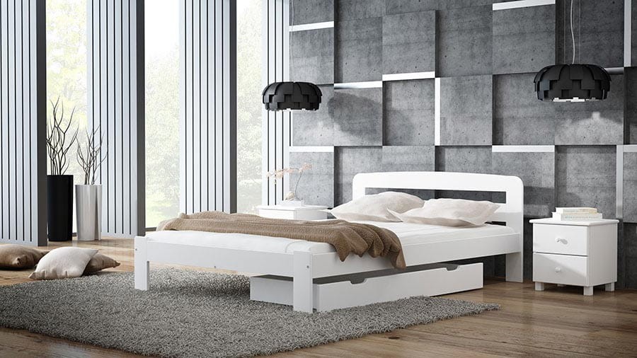 Łóżko drewniane Sara 120x200 białe z materacem piankowym