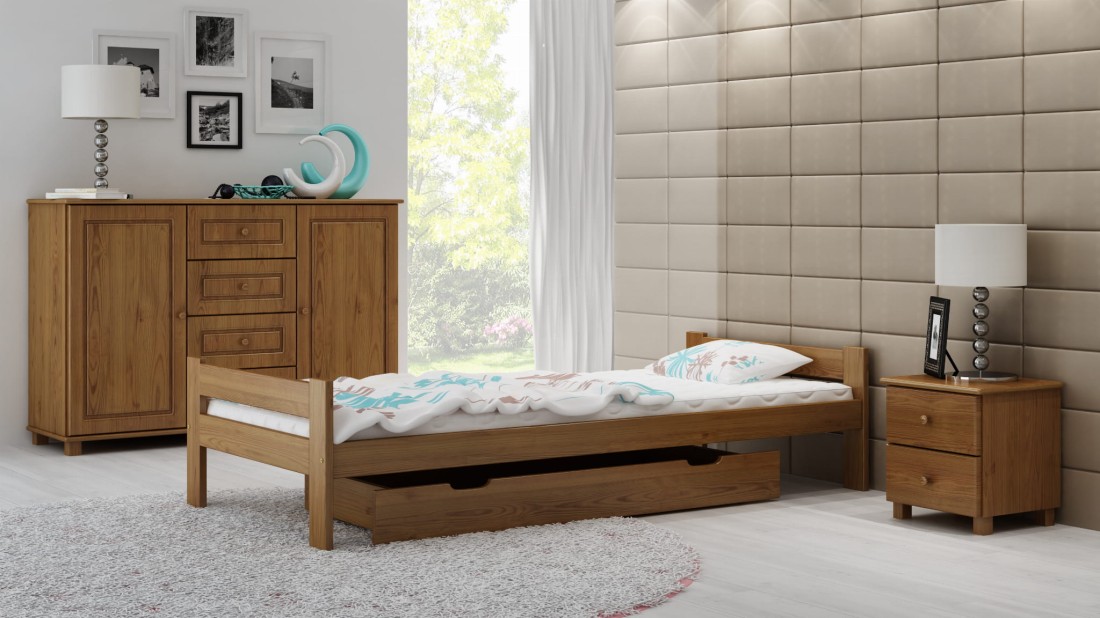 Łóżko drewniane Prima 90x200 eko dąb