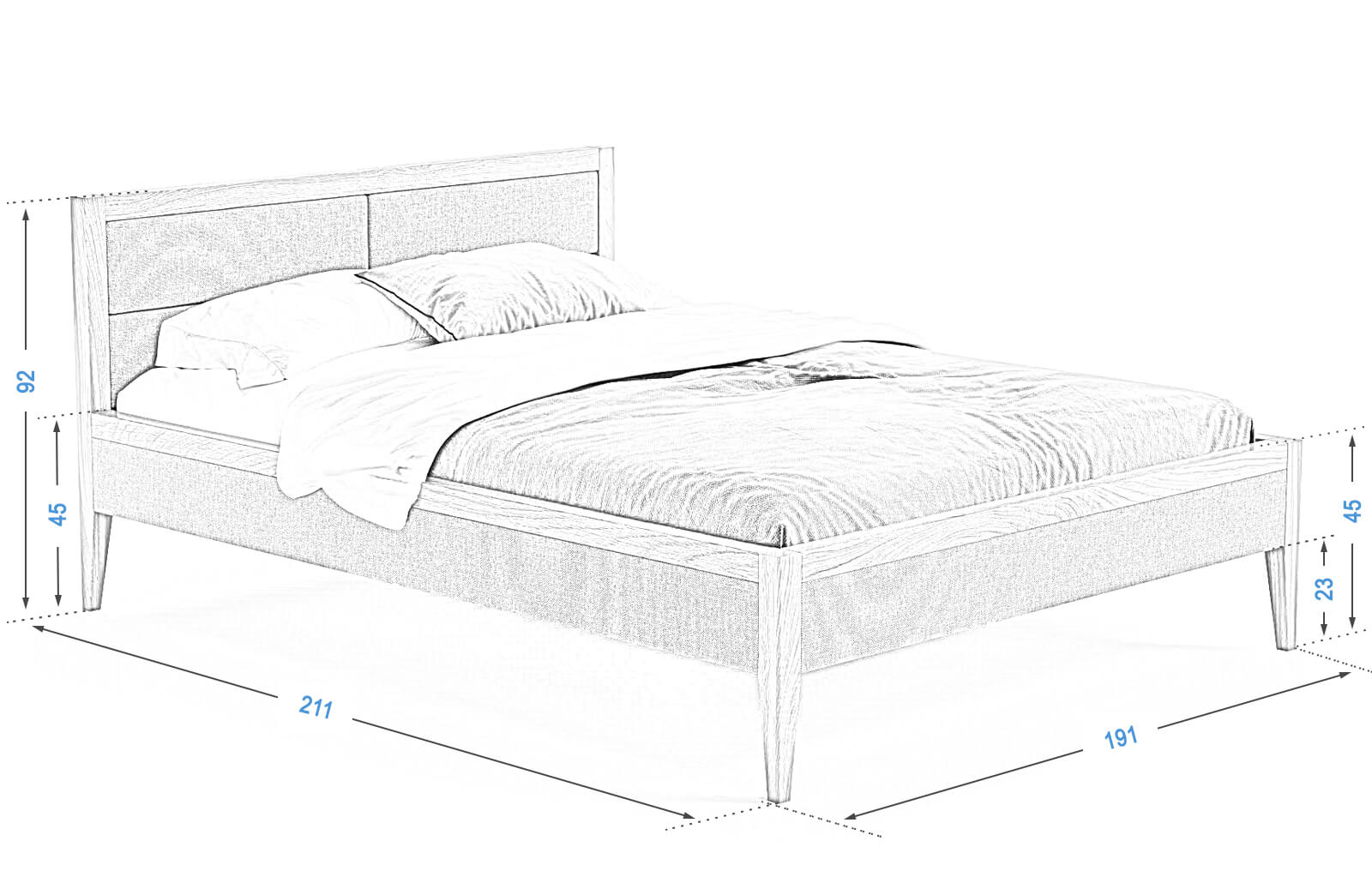Łóżko Belagio dębowe, tapicerowane 180x200 Meble Magnat