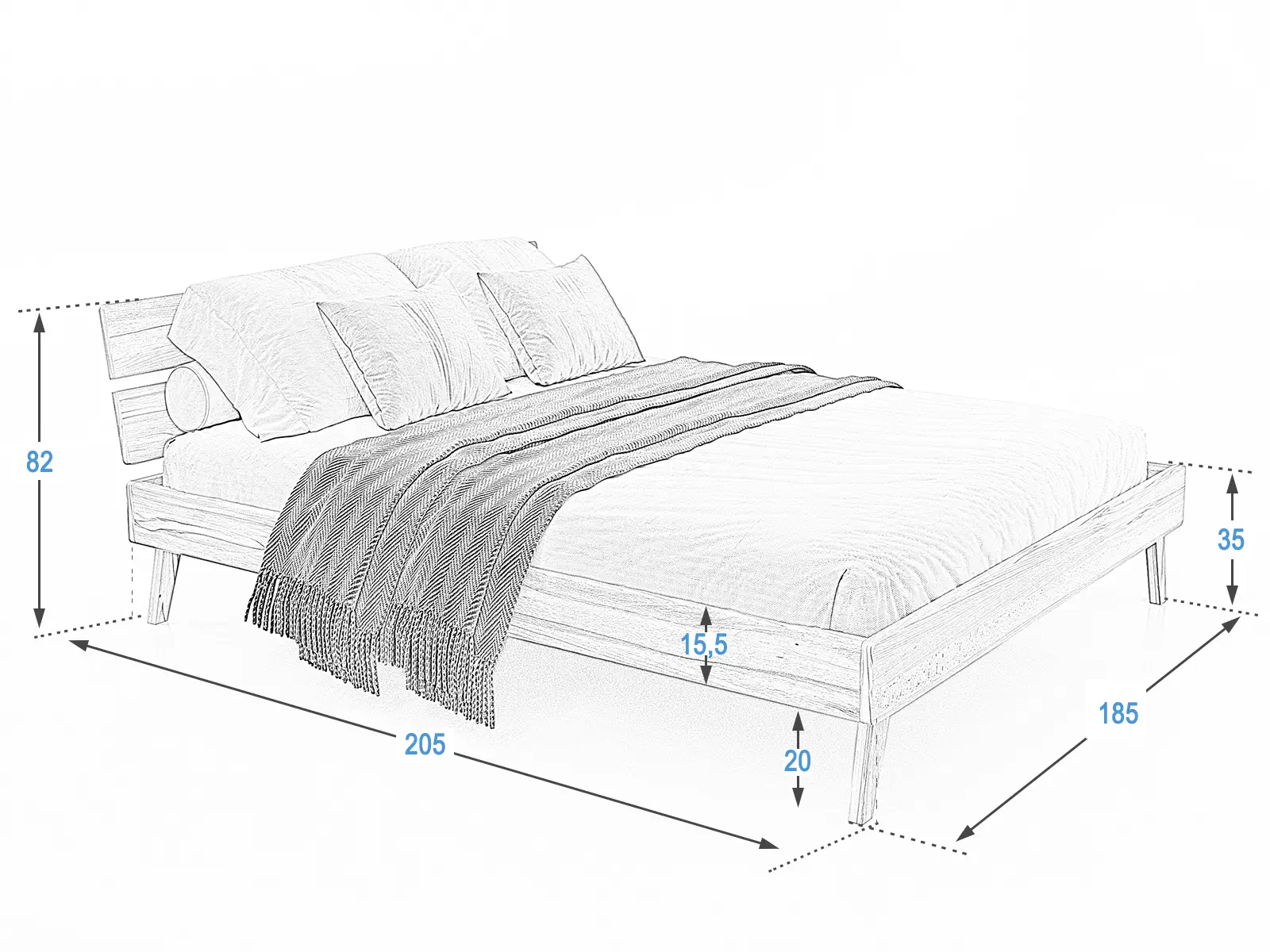 Łóżko Beskid02 bukowe 180x200 Meble Magnat
