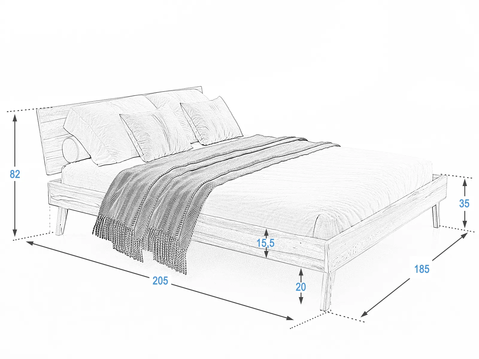 Łóżko Beskid03 bukowe 180x200 Meble Magnat