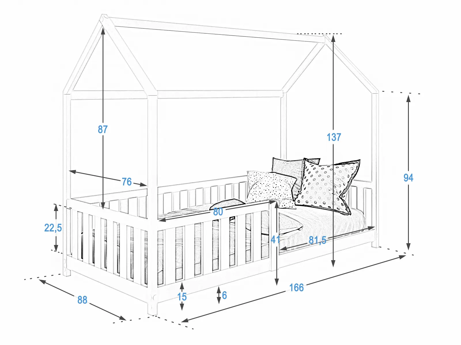 Łóżko Domek D7 80x160cm Meble Magnat