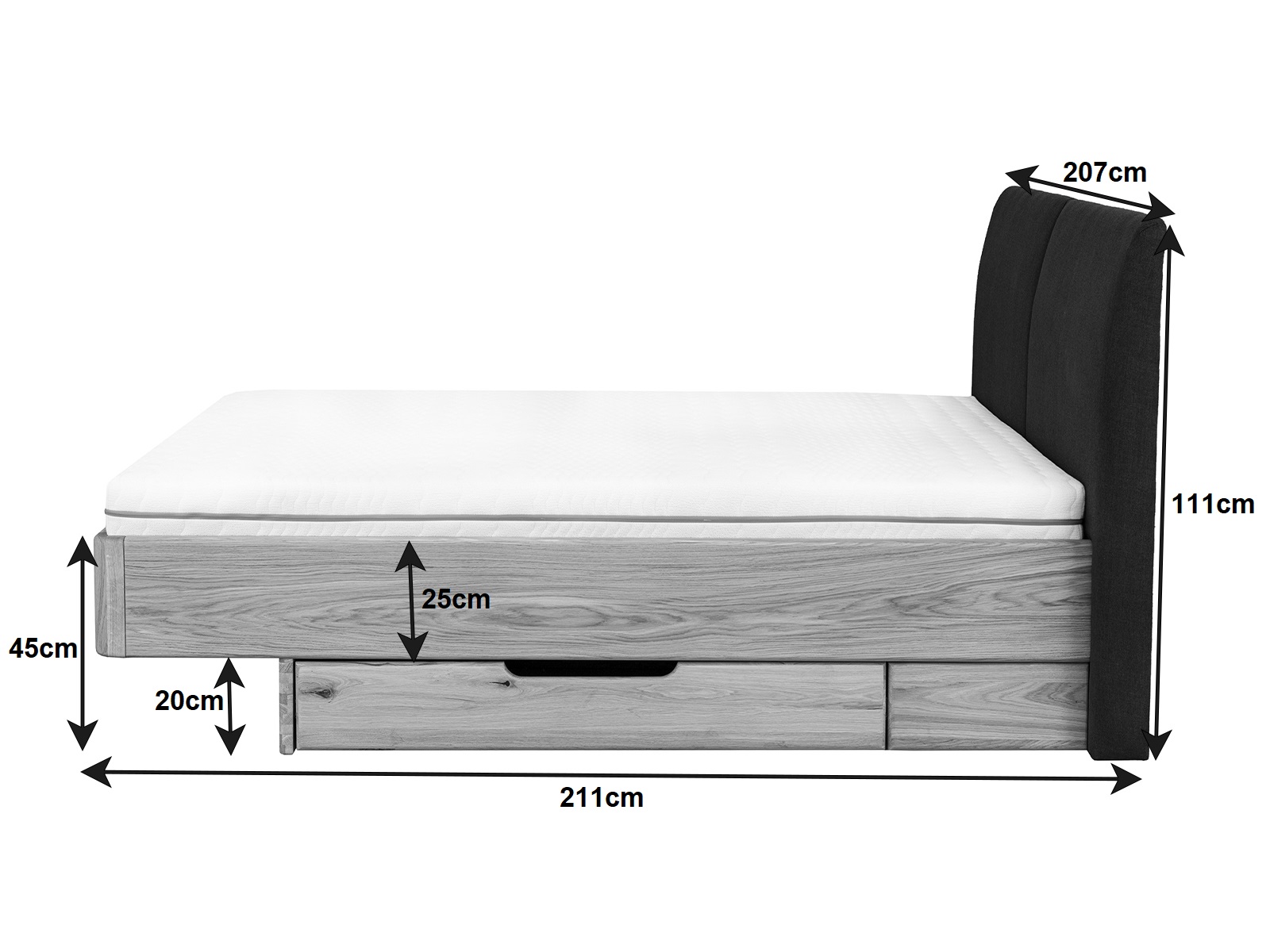 Łóżko Rimini dębowe, tapicerowane 180x200 Meble Magnat